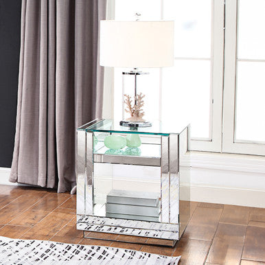 ACME 81472 Nysa End Table, Mirrored & Faux Crystals ACME Furniture