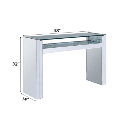 ACME 81473 Nysa Sofa Table, Mirrored & Faux Crystals
