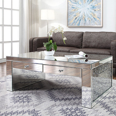 ACME 81475 Noralie Coffee Table, Mirrored & Faux Diamonds ACME Furniture
