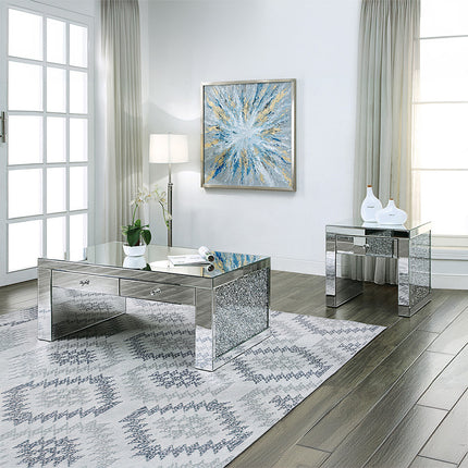 ACME 81475 Noralie Coffee Table, Mirrored & Faux Diamonds