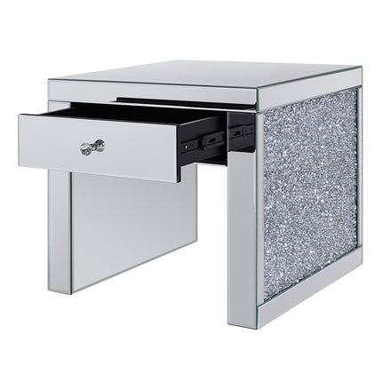 ACME 81477 Noralie End Table, Mirrored & Faux Diamonds