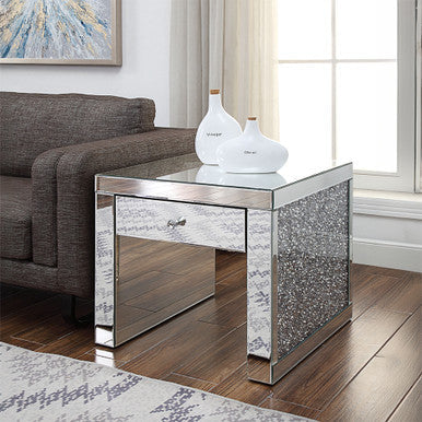 ACME 81477 Noralie End Table, Mirrored & Faux Diamonds ACME Furniture