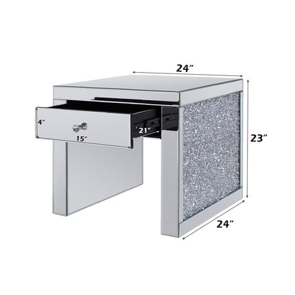 ACME 81477 Noralie End Table, Mirrored & Faux Diamonds
