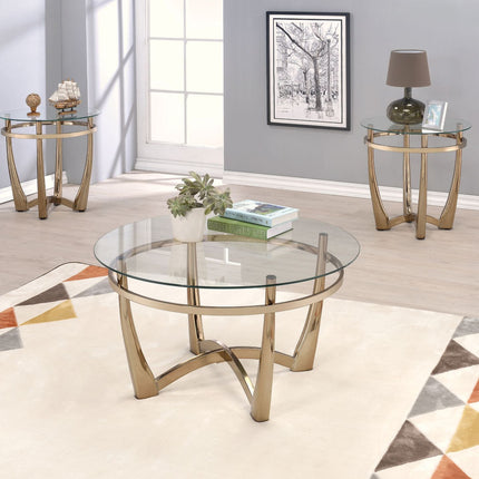 ACME 81610 Orlando II Coffee Table, Champagne & Clear Glass