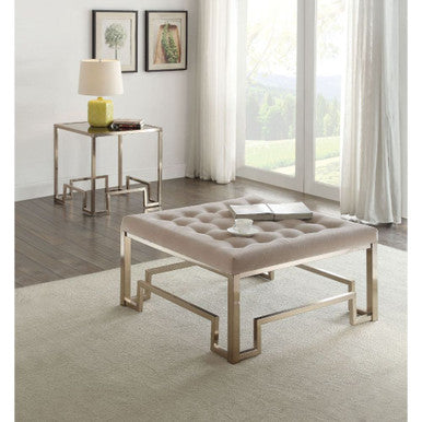 ACME 81625 Damien Cocktail Ottoman, Fabric & Champagne ACME Furniture