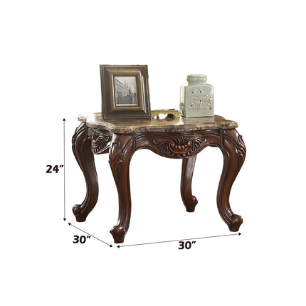 ACME 81657 Jardena End Table, Marble & Cherry Oak
