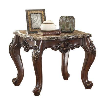 ACME 81687 Devayne End Table, Marble & Dark Walnut