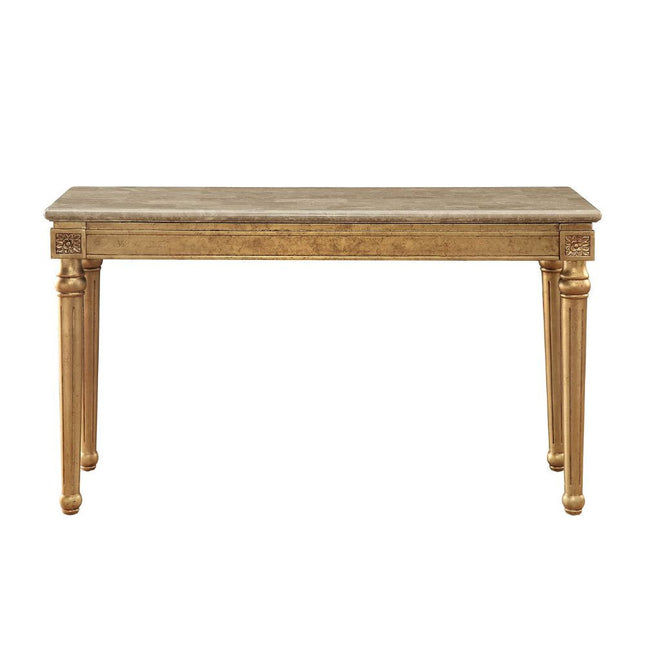 ACME 81718 Daesha Sofa Table, Marble & Antique Gold
