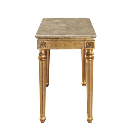 ACME 81718 Daesha Sofa Table, Marble & Antique Gold