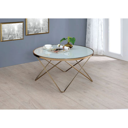 ACME 81825 Valora Coffee Table, Champagne & Frosted Glass  2