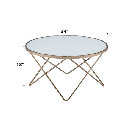 ACME 81825 Valora Coffee Table, Champagne & Frosted Glass  3