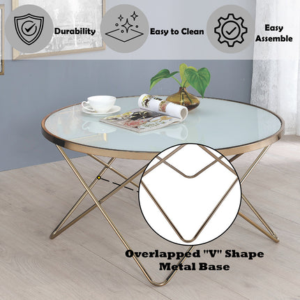 ACME 81825 Valora Coffee Table, Champagne & Frosted Glass  4