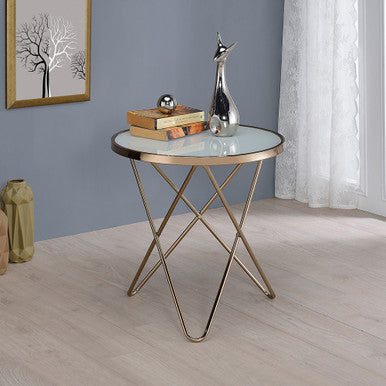 ACME 81827 Valora End Table, Champagne & Frosted Glass ACME Furniture