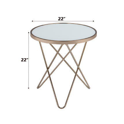 ACME 81827 Valora End Table, Champagne & Frosted Glass  5