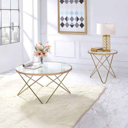 ACME 81827 Valora End Table, Champagne & Frosted Glass  4