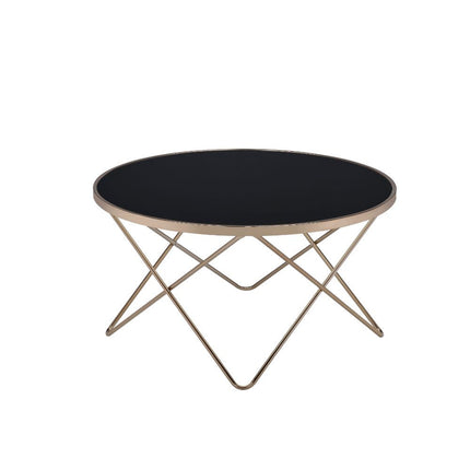 ACME 81830 Valora Coffee Table, Champagne & Black Glass