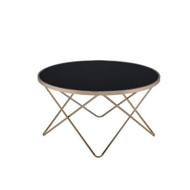 ACME 81830 Valora Coffee Table, Champagne & Black Glass ACME Furniture