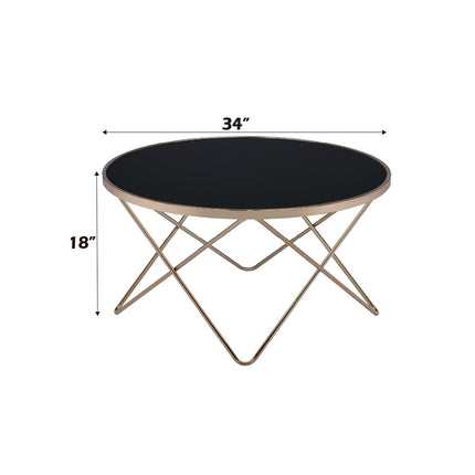 ACME 81830 Valora Coffee Table, Champagne & Black Glass  3