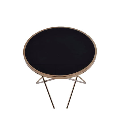 ACME 81832 Valora End Table, Champagne & Black Glass  1