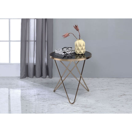ACME 81832 Valora End Table, Champagne & Black Glass  2