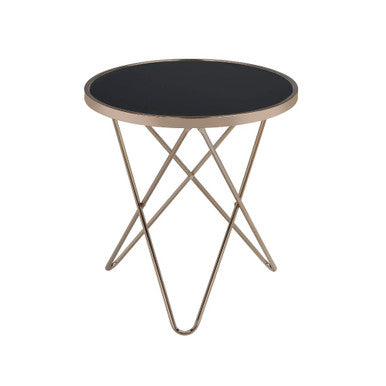 ACME 81832 Valora End Table, Champagne & Black Glass ACME Furniture
