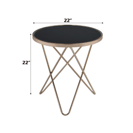 ACME 81832 Valora End Table, Champagne & Black Glass  3