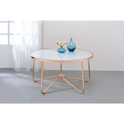 ACME 81835 Alivia Coffee Table, Rose Gold & Frosted Glass