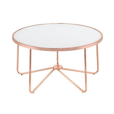 ACME 81835 Alivia Coffee Table, Rose Gold & Frosted Glass ACME Furniture