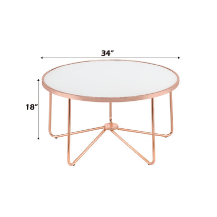 ACME 81835 Alivia Coffee Table, Rose Gold & Frosted Glass