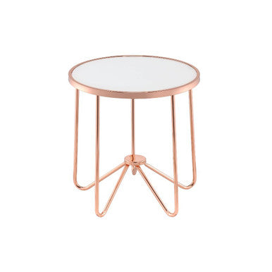 ACME 81837 Alivia End Table, Rose Gold & Frosted Glass ACME Furniture