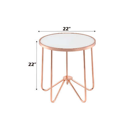 ACME 81837 Alivia End Table, Rose Gold & Frosted Glass
