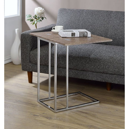 ACME 81849 Danson Side Table, Weathered Oak & Chrome