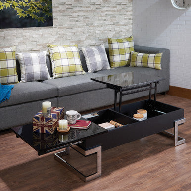 ACME 81855 Calnan Coffee Table with Lift Top, Black & Chrome ACME Furniture