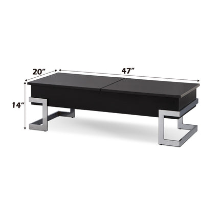 ACME 81855 Calnan Coffee Table with Lift Top, Black & Chrome