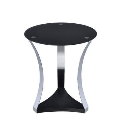 ACME 81917 Geiger End Table, Chrome & Black Glass