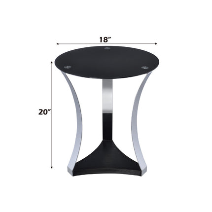 ACME 81917 Geiger End Table, Chrome & Black Glass