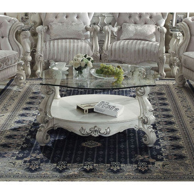 ACME 82085 Versailles Coffee Table, Bone White & Clear Glass (1Set/2Ctn) ACME Furniture