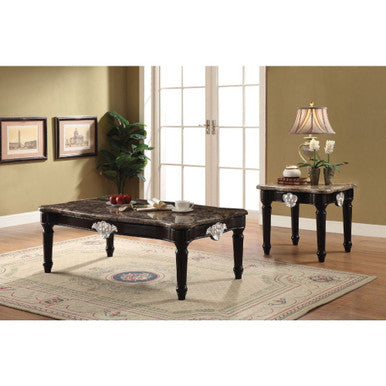 ACME 82152 Ernestine End Table, Marble & Black ACME Furniture