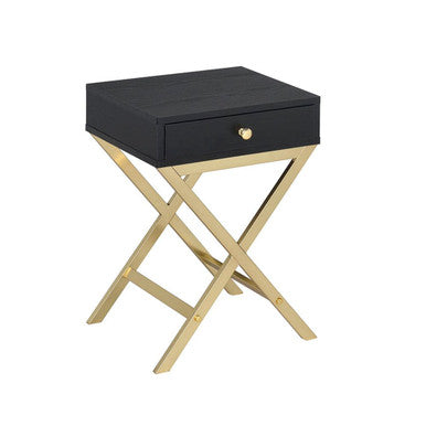 ACME 82296 Coleen Side Table, Black & Brass ACME Furniture