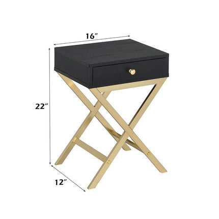 ACME 82296 Coleen Side Table, Black & Brass