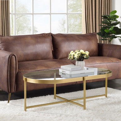 ACME 82305 Charrot Coffee Table, Clear Glass & Gold Finish ACME Furniture