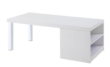 ACME 82330 Harta Coffee Table, White High Gloss & Chrome ACME Furniture