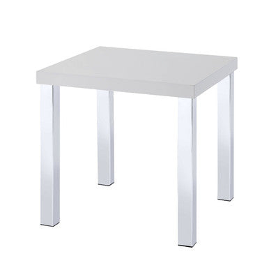 ACME 82332 Harta End Table, White High Gloss & Chrome ACME Furniture