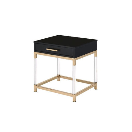 ACME 82347 Adiel End Table, Black & Gold Finish