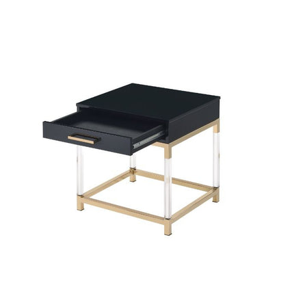 ACME 82347 Adiel End Table, Black & Gold Finish