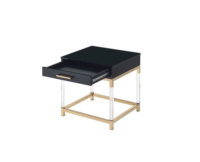ACME 82347 Adiel End Table, Black & Gold Finish