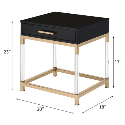 ACME 82347 Adiel End Table, Black & Gold Finish