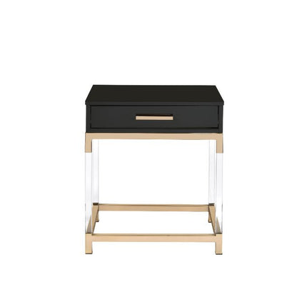 ACME 82347 Adiel End Table, Black & Gold Finish