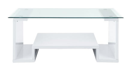 ACME 82360 Nevaeh Coffee Table, Clear Glass & White High Gloss Finish