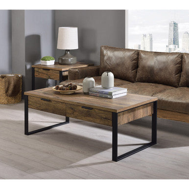 ACME 82470 Aflo Coffee Table, Weathered Oak & Black Finish ACME Furniture
